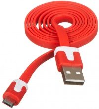 Кабель USB-microUSB Red Line Lite плоский 1м (red)